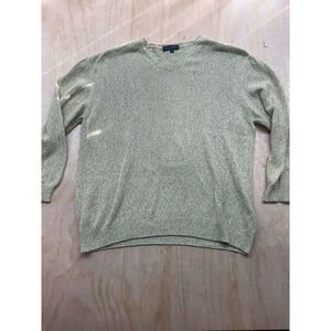 Scott Barber Sweater Made In Italy Cashmere Wool Silk Blend XL Beige V Neck